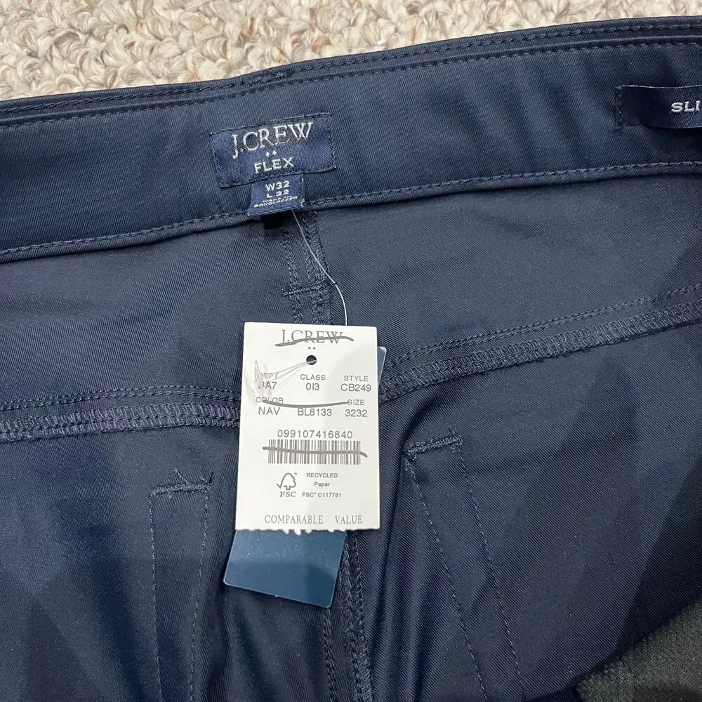 NEW J Crew Slim Fit 5 Pocket Tech Pant 32x32 Preppy Athleisure Performance